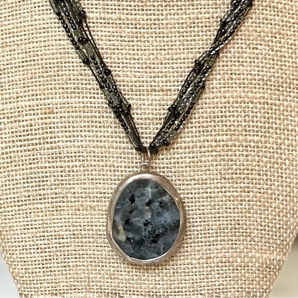 SILPADA Necklace Made of Larvikite and 925 Sterling Silver, 18” w/2” Extender - Picture 1 of 6